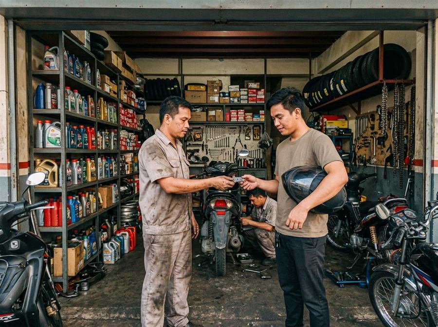 A motorcycle parts shop